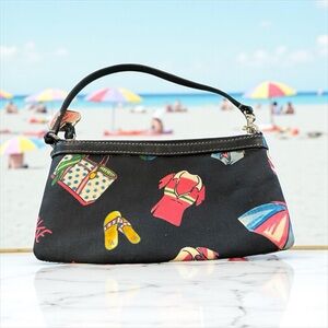 Dooney & Bourke Vintage Miami Beach Summerland UNCOATED Black Canvas Wristlet